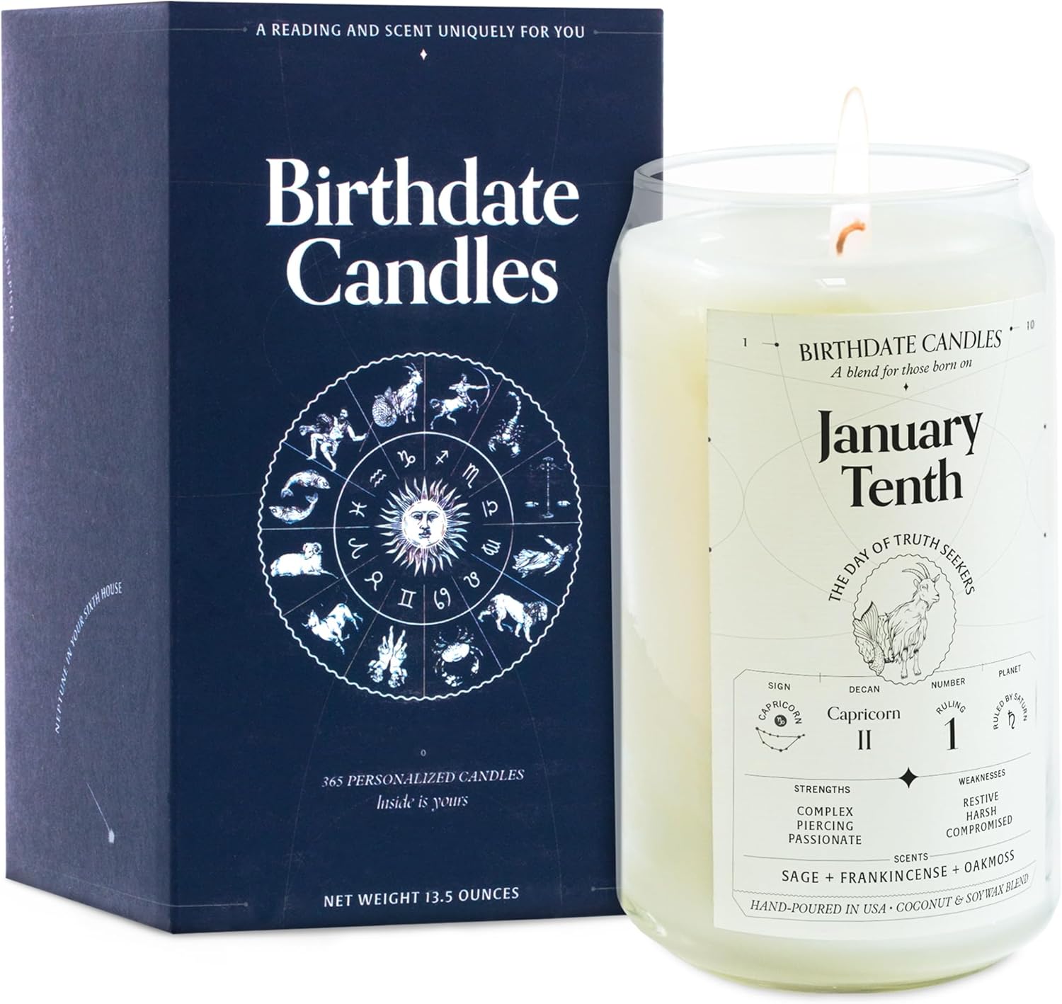 Capricorn Zodiac Scented Candle for January 10 Birthdays