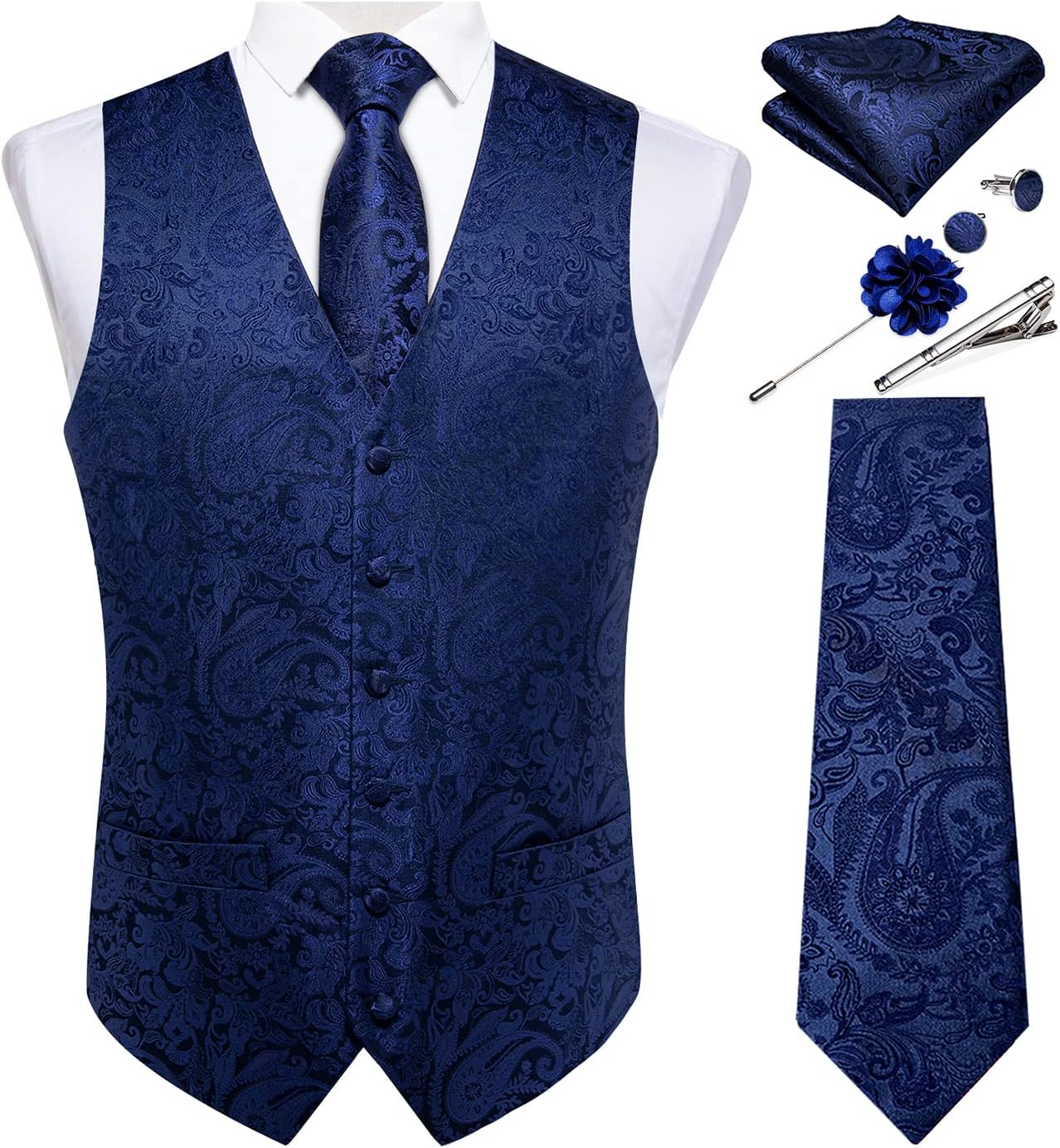 DiBanGu Mens Vest and Tie Set for Formal Occasions and Weddings