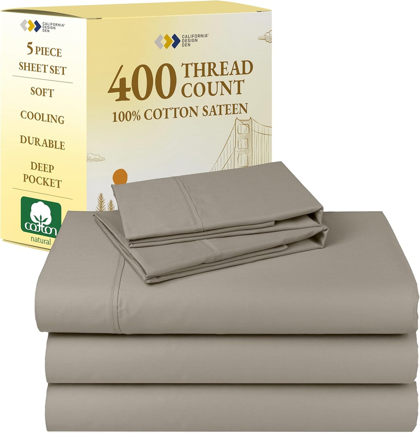 California Design Den Split King Sheets Set - Soft Cotton Bedding