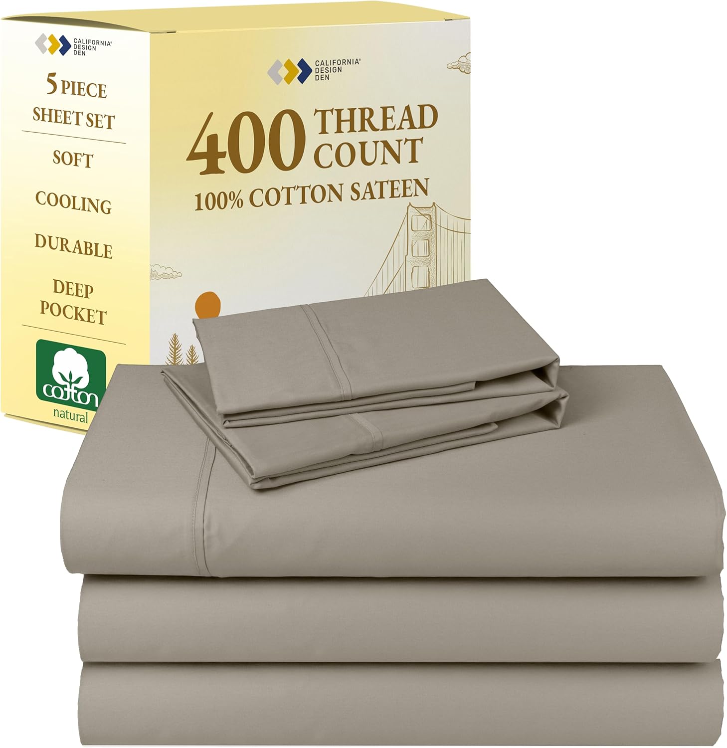 California Design Den Split King Sheets Set - Soft Cotton Bedding