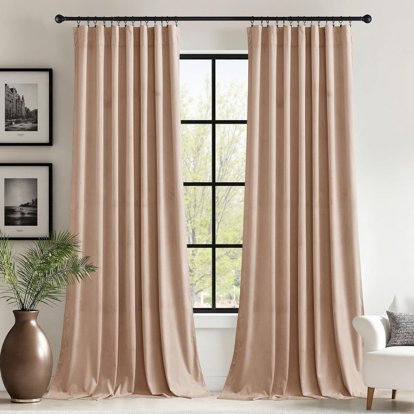 StangH 62 inches Wide Velvet Curtains for Living Room Decor