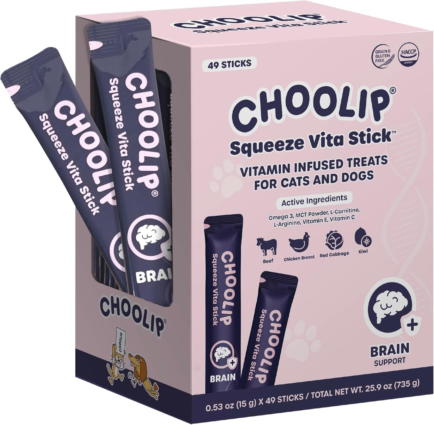 Squeeze Vita Stick Lickable Treats for Cats and Dogs 49-Count
