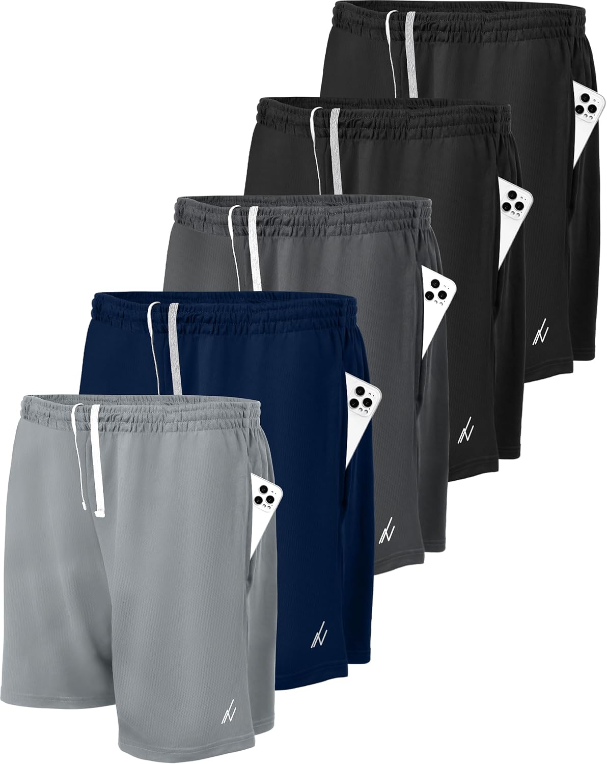 Men's Athletic Shorts Quick Dry Lightweight Running Workout 5 Pack