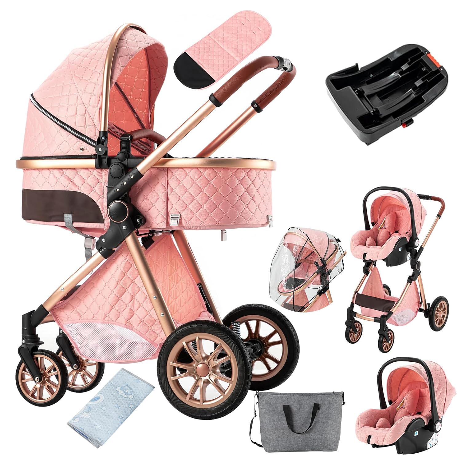 3 in 1 Baby Travel System Reversible Stroller for Newborns