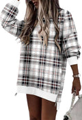Crew Neck Oversized Sweatshirt Zipper Slit Long Sleeve Pullover