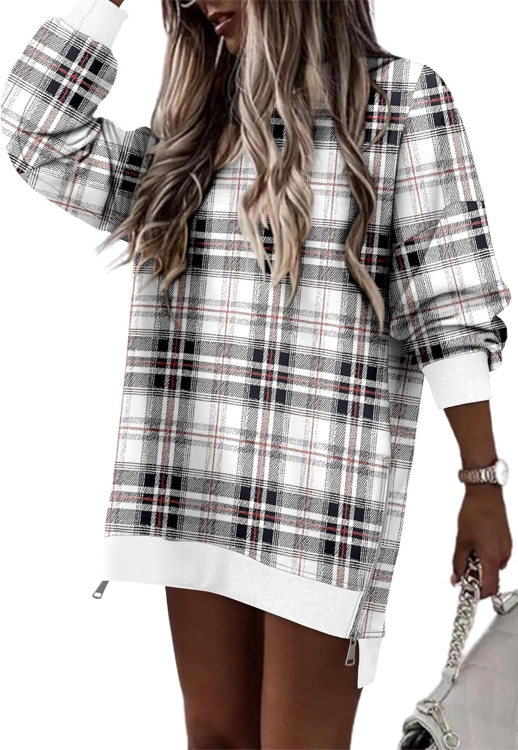 CHICZONE Oversized Sweatshirt with Zipper Slit for Women