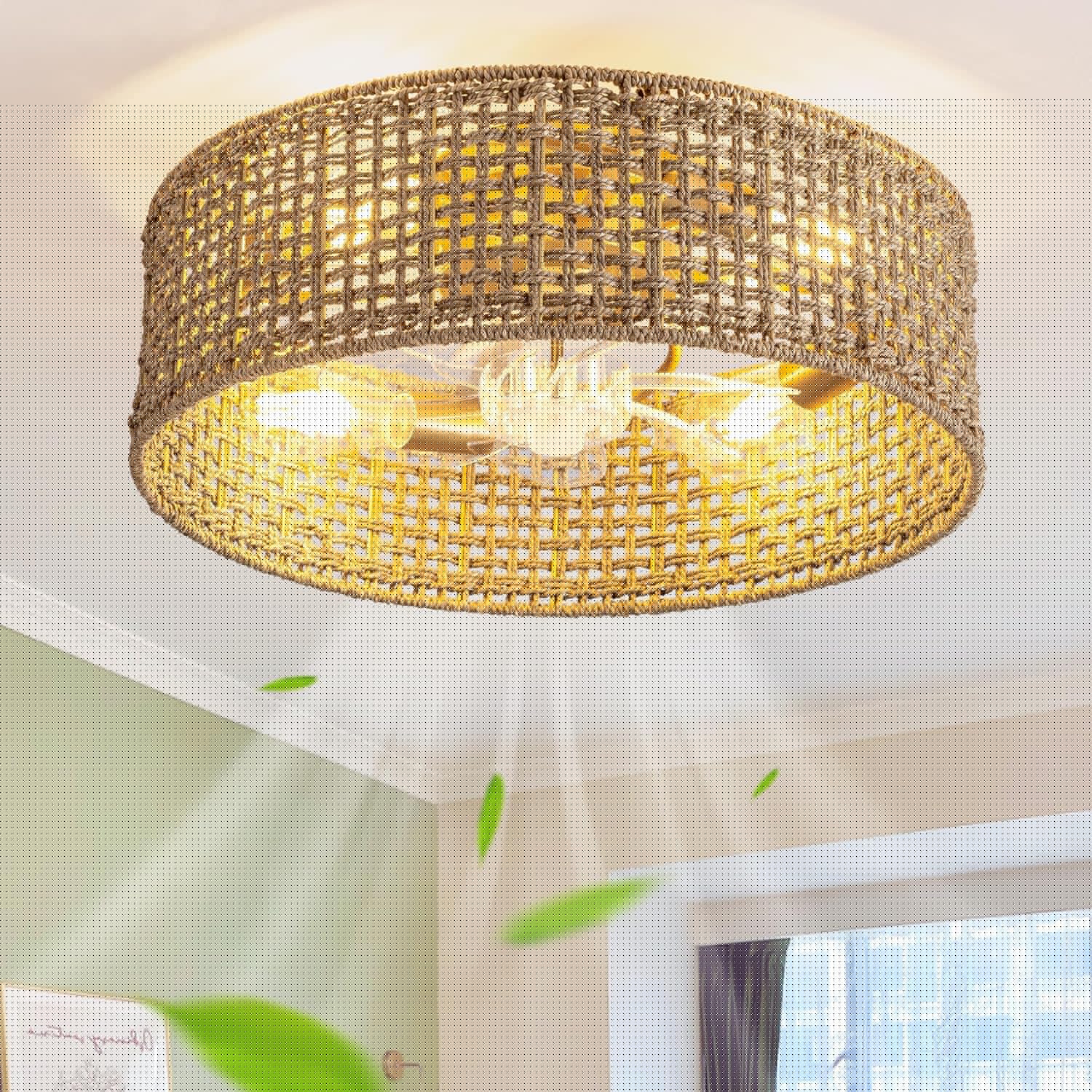 Boho Rattan Ceiling Fan with Light for Stylish Home Decor