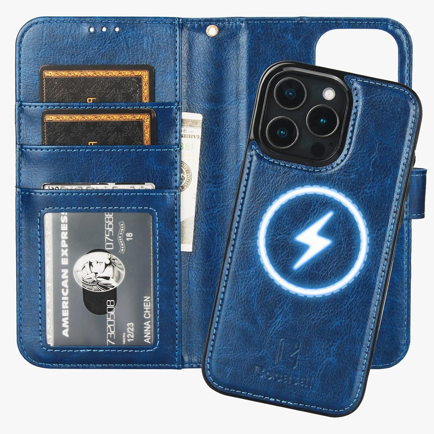 Bocasal iPhone 16 Pro Max Wallet Case with RFID Protection