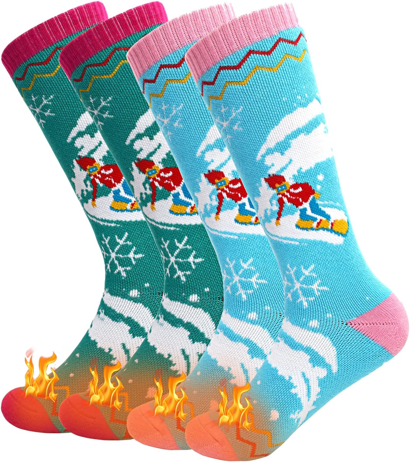 SkiBeaut Kids Knee-high Ski Socks - Warm & Cozy!