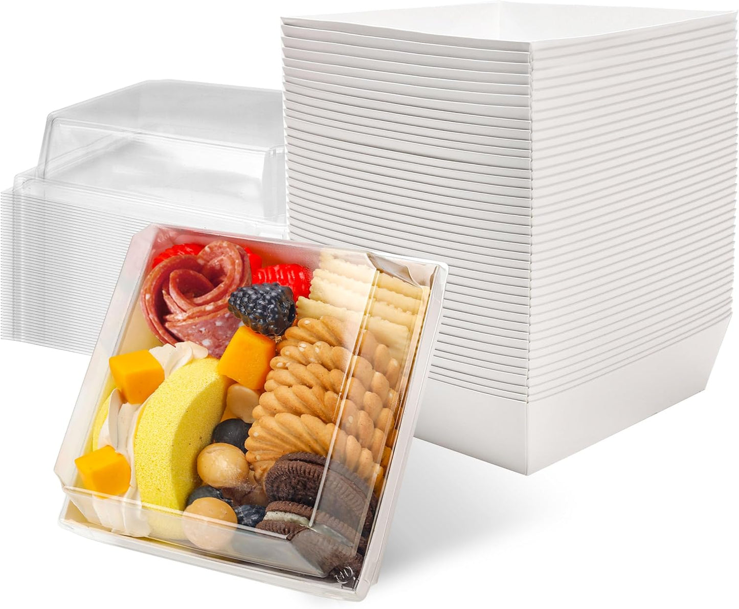 Small Charcuterie Boxes with Clear Lids for Desserts and More