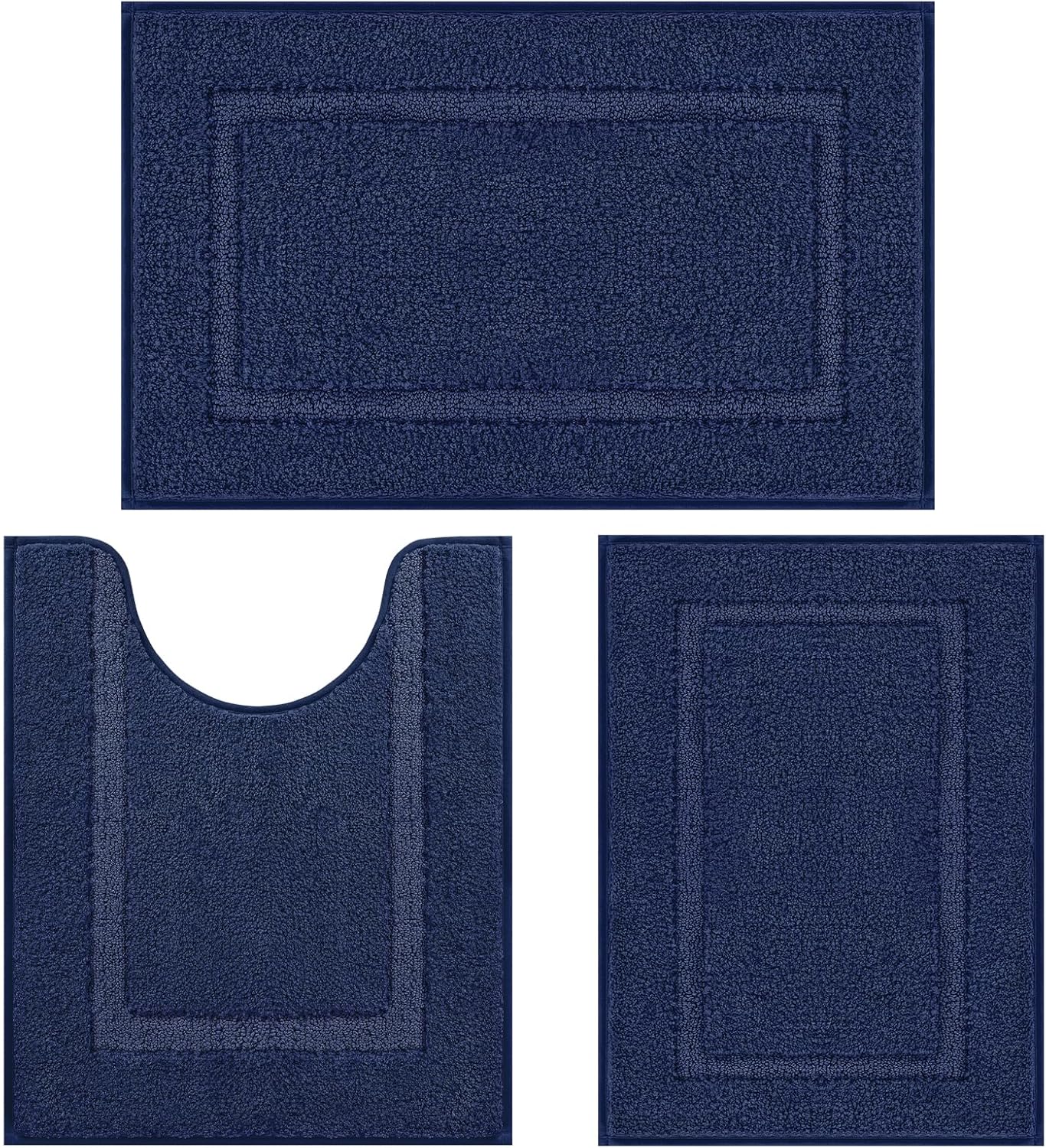 Soft Fluffy Bathroom Rugs Set of 3 Non Slip Washable Mats