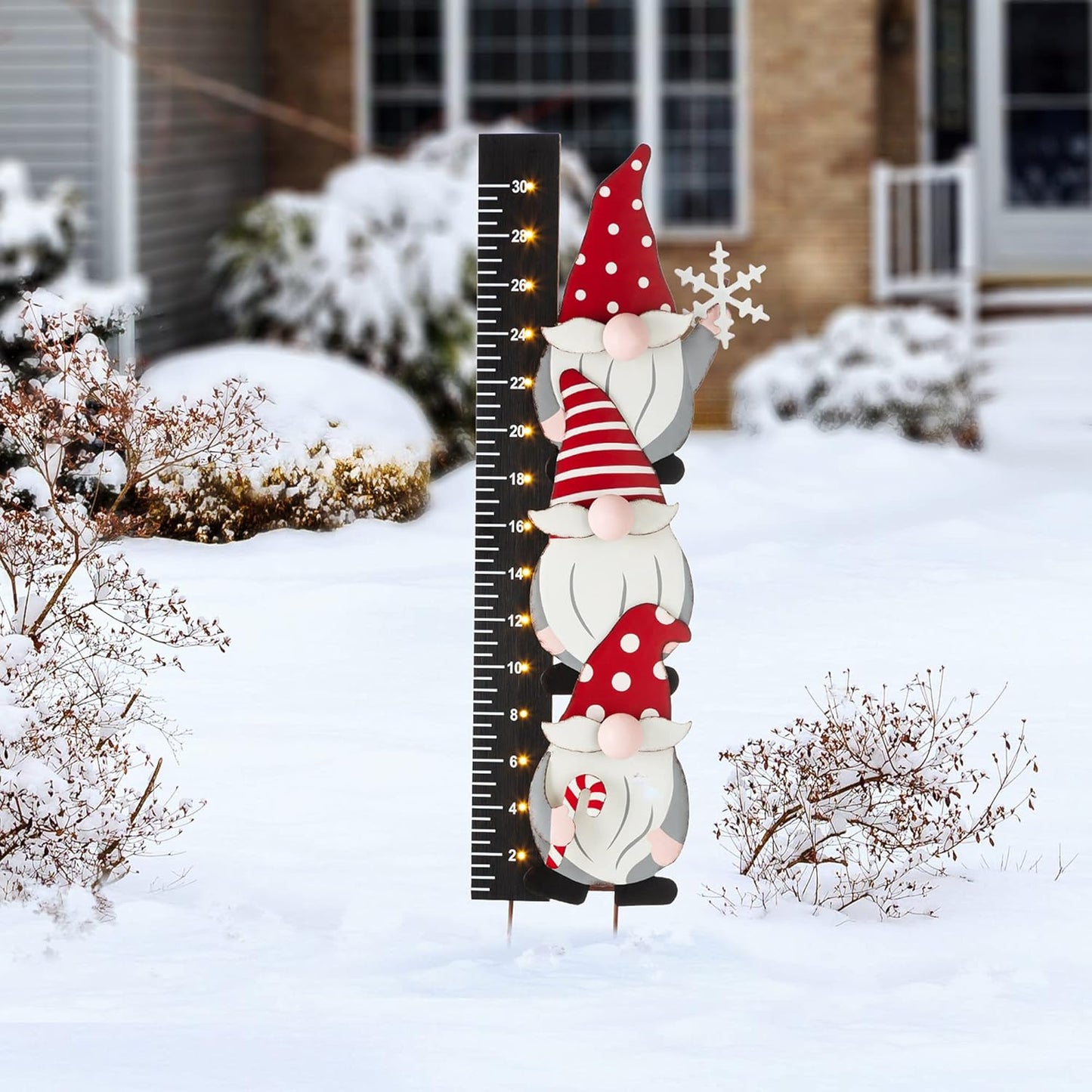 Lighted Dwarf Snow Gauge Yard Stake for Christmas Decor