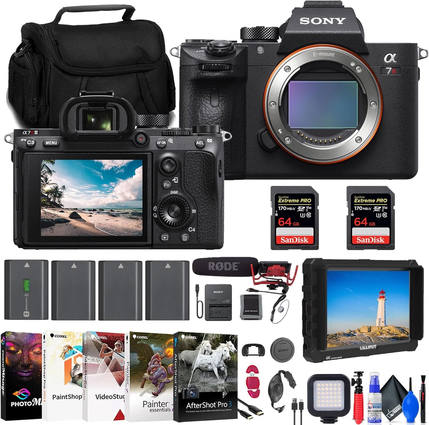 Sony a7R IIIA Camera Bundle + 4K Monitor + Accessories