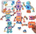 Wooden Snap Together Building Toys 28 Pc Robot Set - STEM Playset