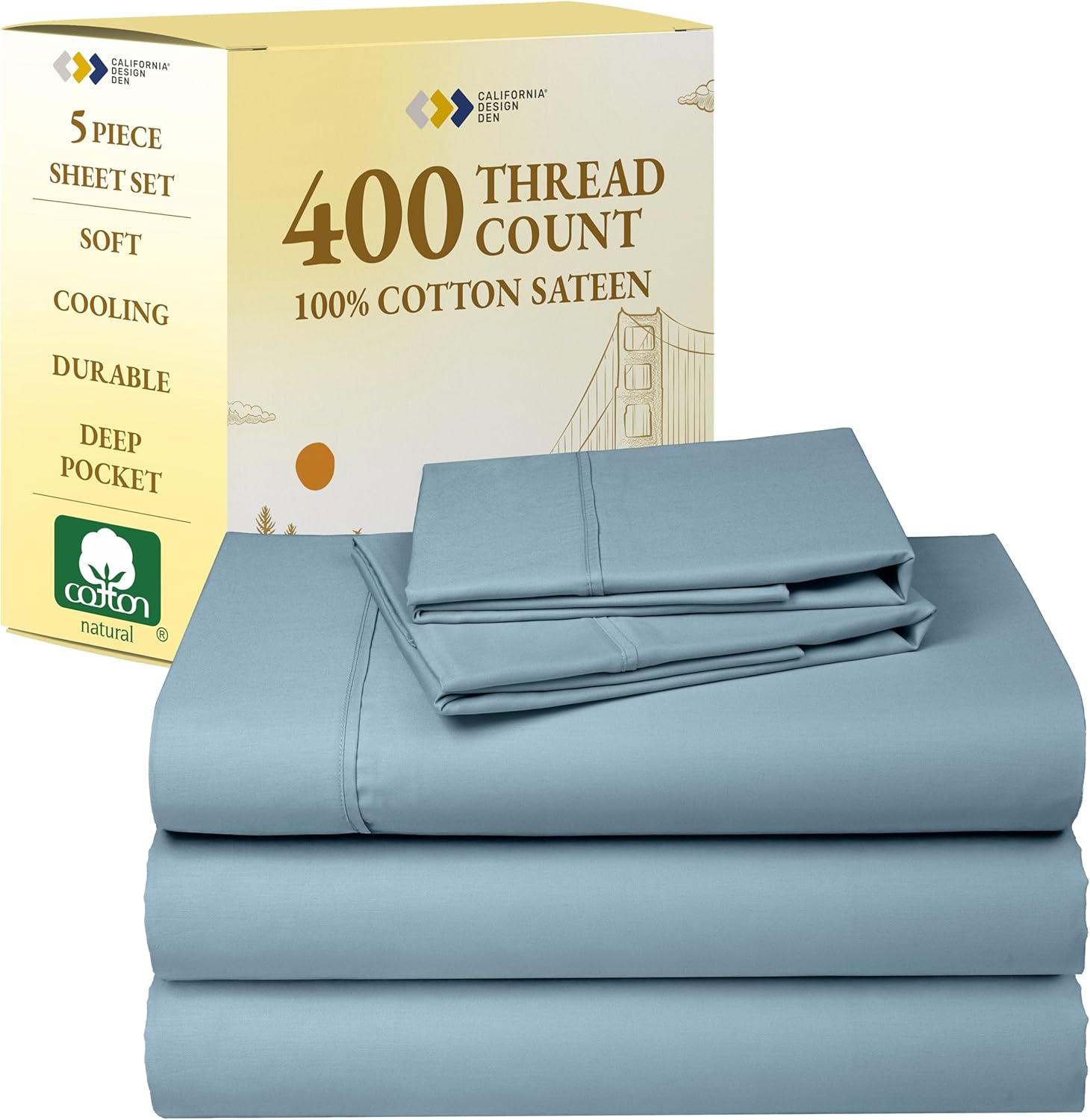 California Design Den Split King Sheets Set - Soft 400 Thread Count