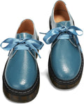 Women Lace-up Platform Chunky Loafers with Retro Gold Thread - Dress