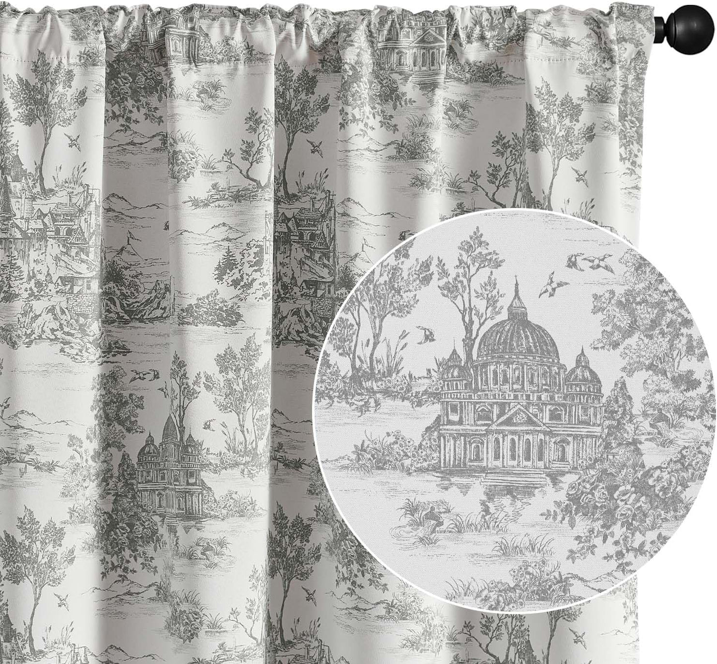 95% Blackout Curtains for Bedroom - Light Grey Drapes 63 Inch