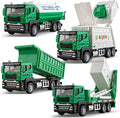 4 Packs Die-cast Mini Garbage Truck Toy Set - Durable Friction