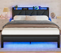 Furnulem Queen Size Bed Frame with Headboard and LED Lights - Smart