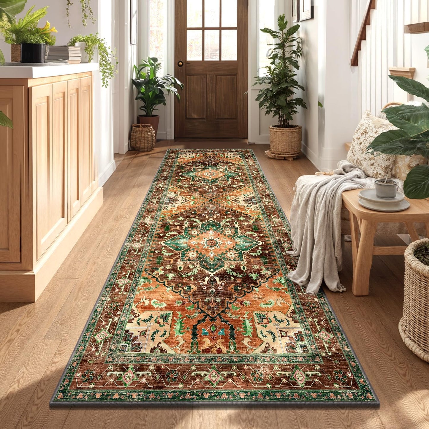 Yamaziot Washable Runner Rug - Vintage Boho Non-Slip Design