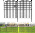 10 Panels No Dig Decorative Garden Fence with Gate - Tall Rustproof
