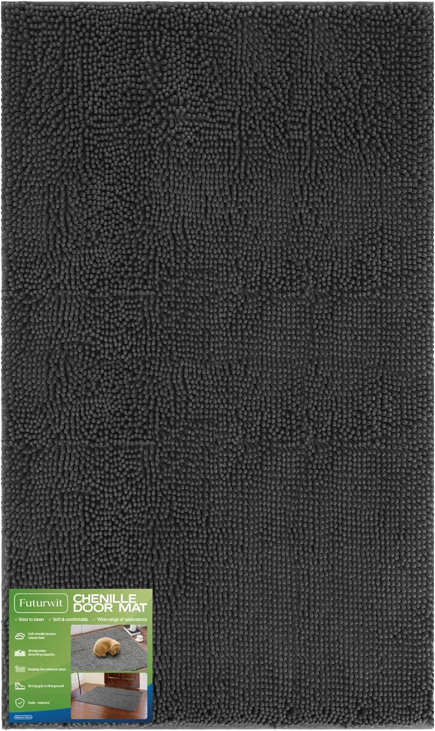 Dog Door Mat for Muddy Paws, 60in x 36in Chenille Mat