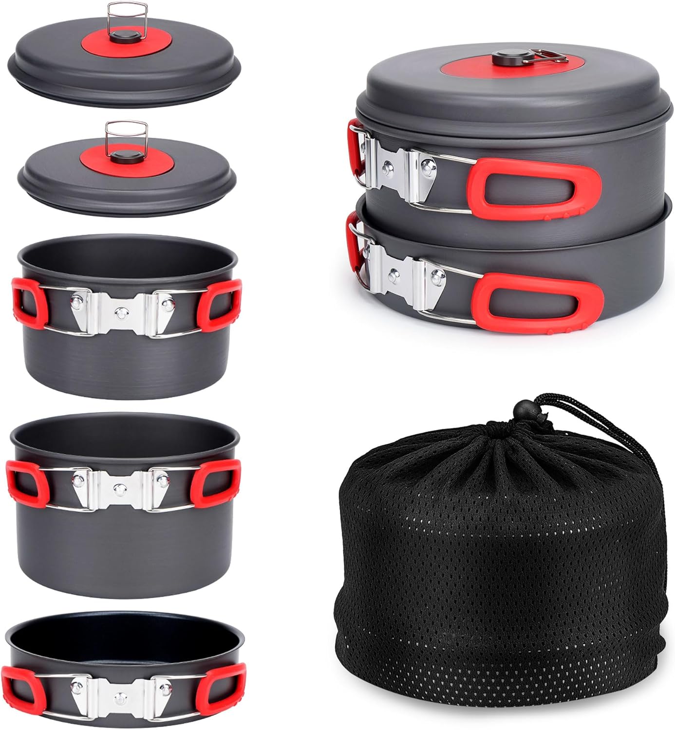 Alocs Camping Cookware Set for 4 People - Compact & Durable