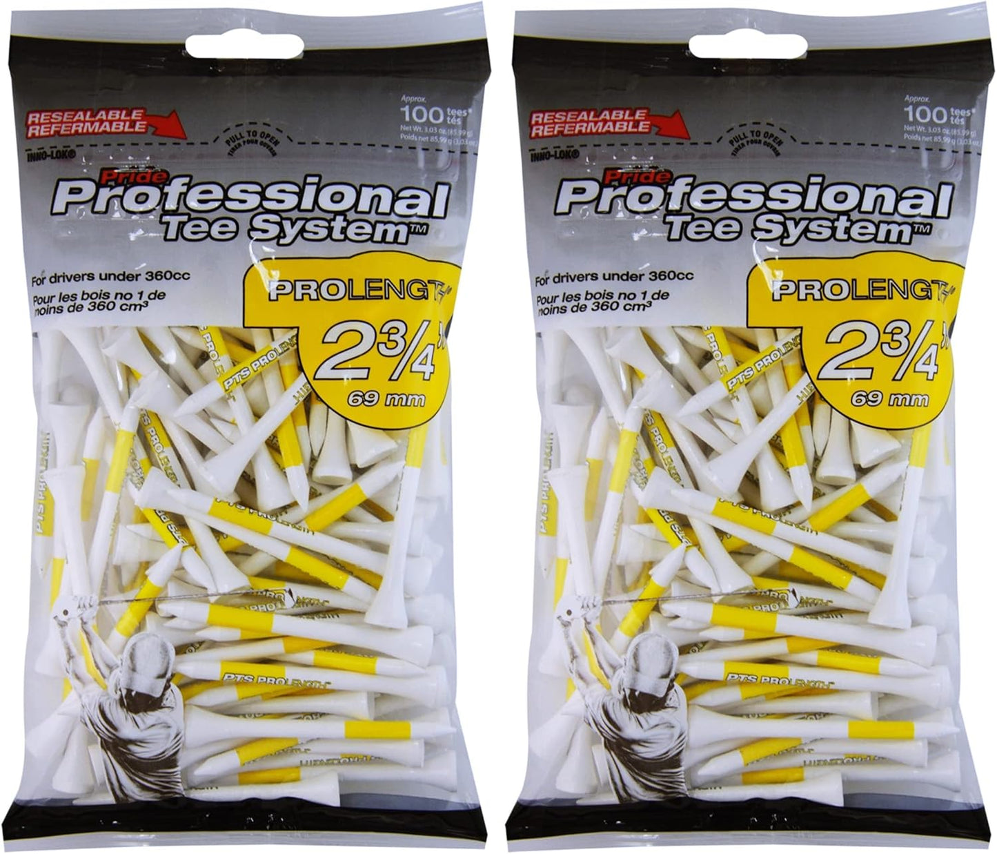 Pride ProLength Golf Tees: Consistent Performance x 200 tees | PrideSports
