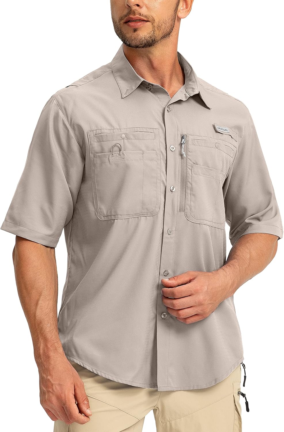 Men's Fishing Shirts with Zipper Pockets for Outdoor Comfort