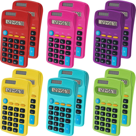 Compact Solar-Powered Calculators: 8-Digit Display, Kids-Friendly Design