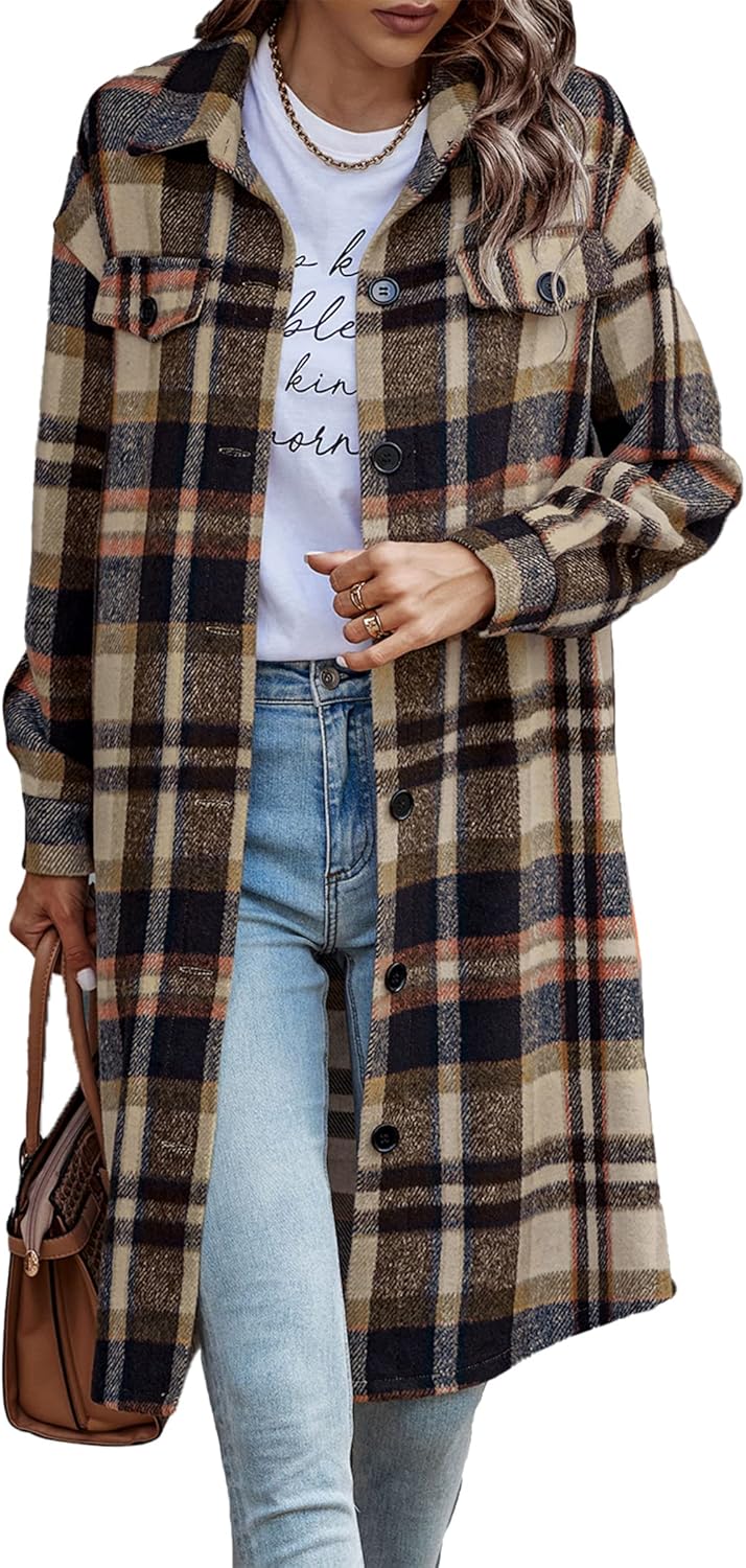 Womens Plaid Shacket Jacket for Fall Fashion and Winter Wear