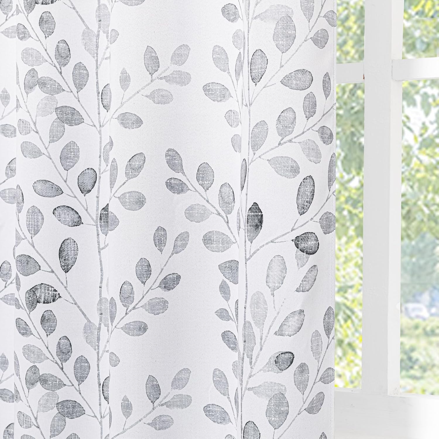 MYSKY HOME 95 inch Long Thermal Insulated Leaf Pattern Curtains