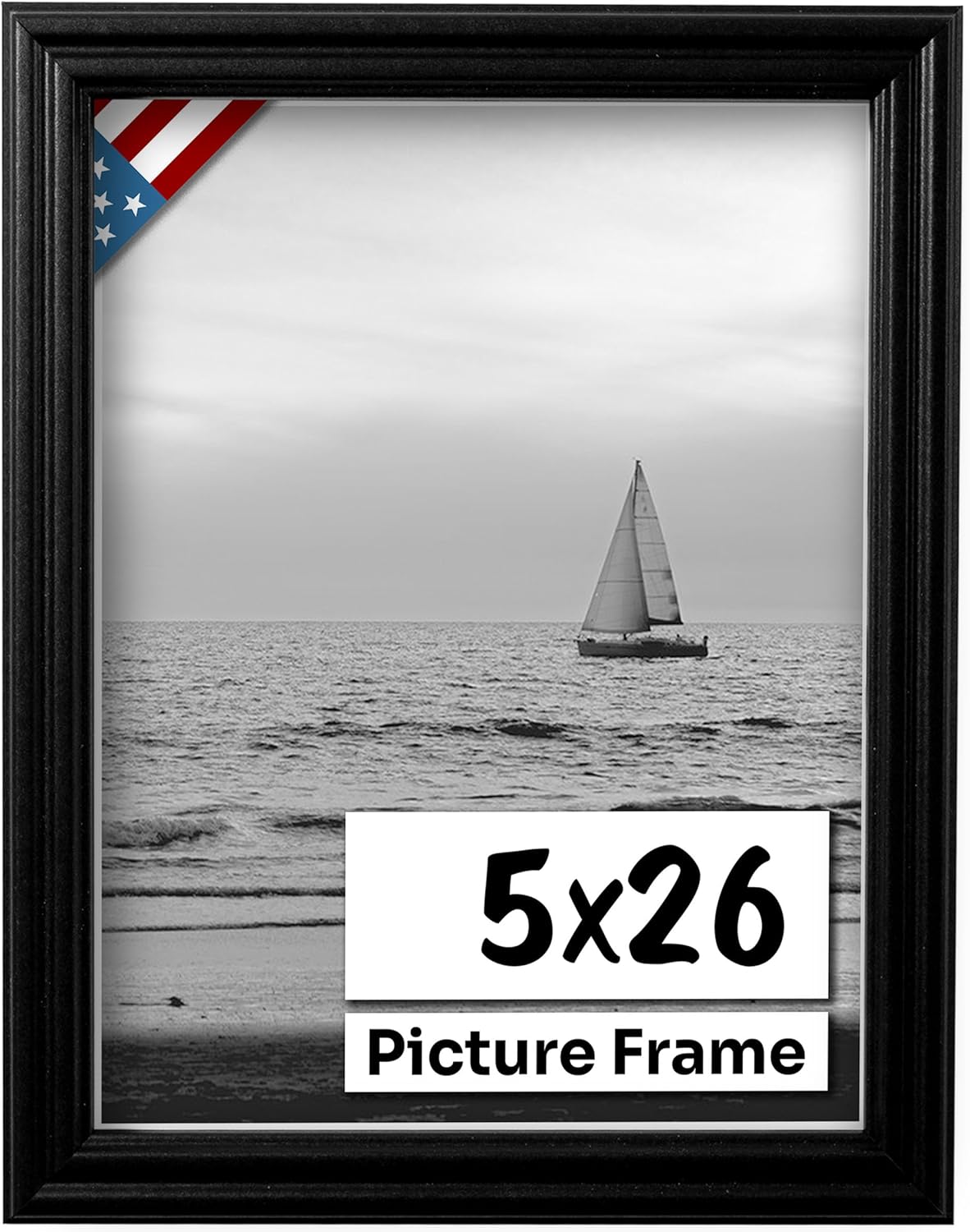 Black 5x26 Picture Frame - Handmade Solid Wood Wall Decor