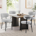 Sweetcrispy Boucle Dining Chairs Set of 4 - Comfortable Mid Century