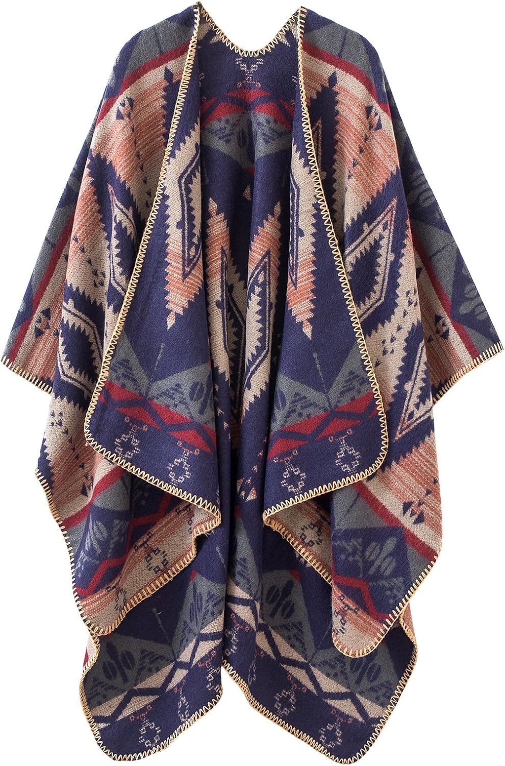 Urban CoCo Women's Color Block Shawl Wrap for Cozy Winter Style