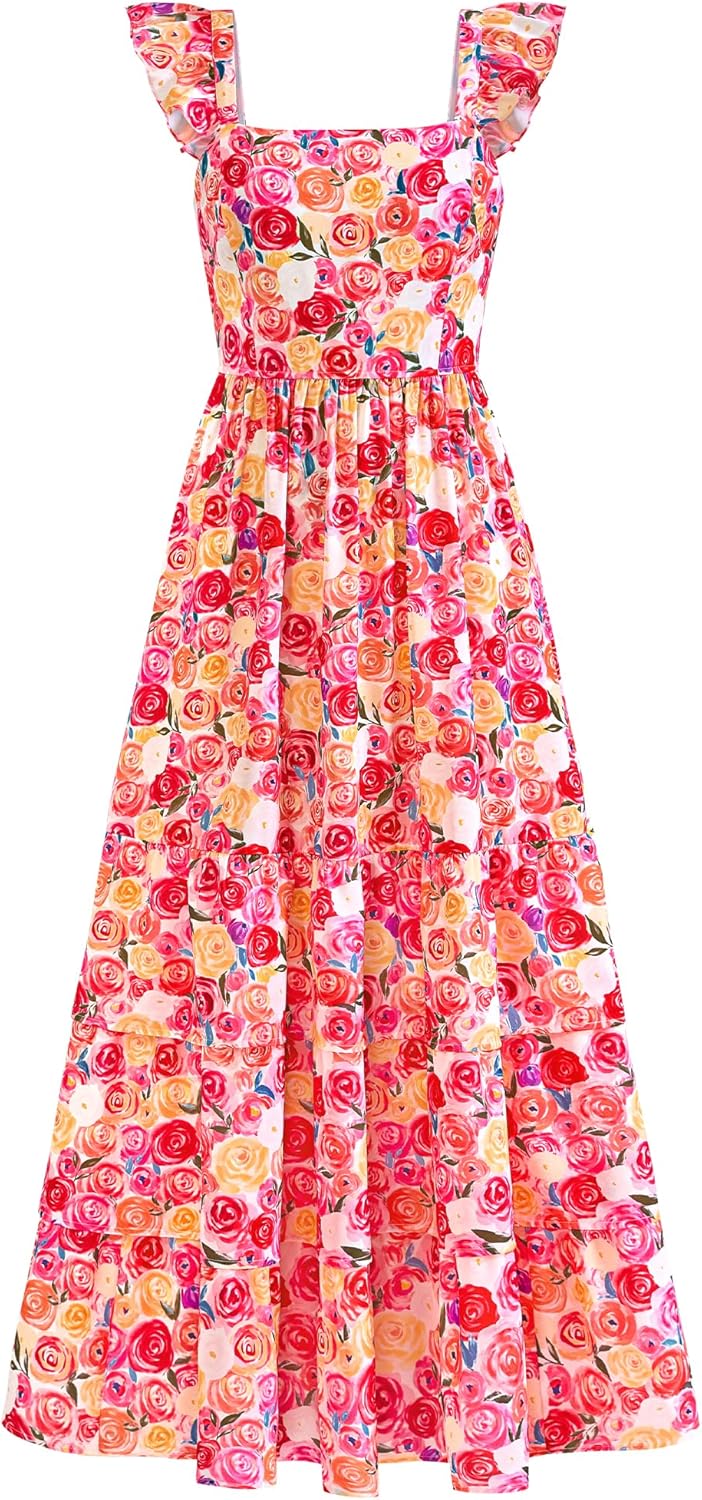 Dowerme Summer Dresses for Women 2025 Casual Ruffle Maxi Dress