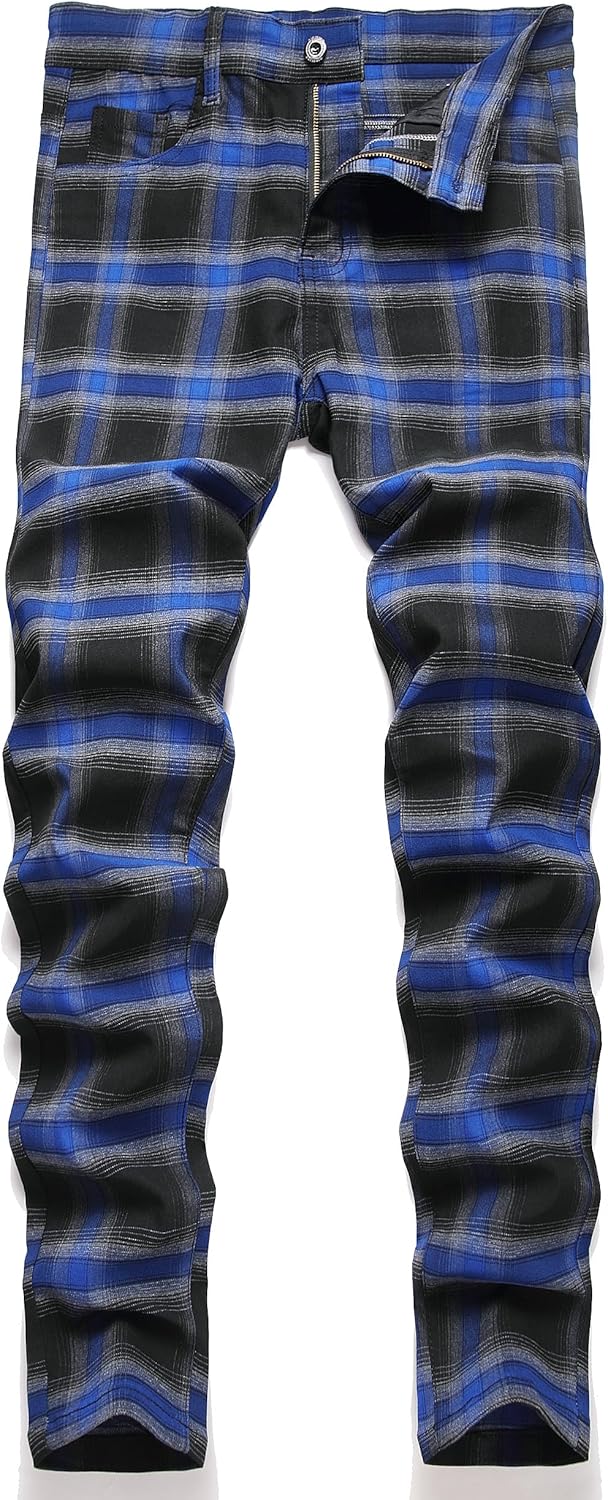Stylish Skinny Fit Plaid Pants for Men - Perfect for Any Occasion