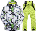 Mens Hooded Ski Jacket and Pants Set - Waterproof Windproof Snow Suit