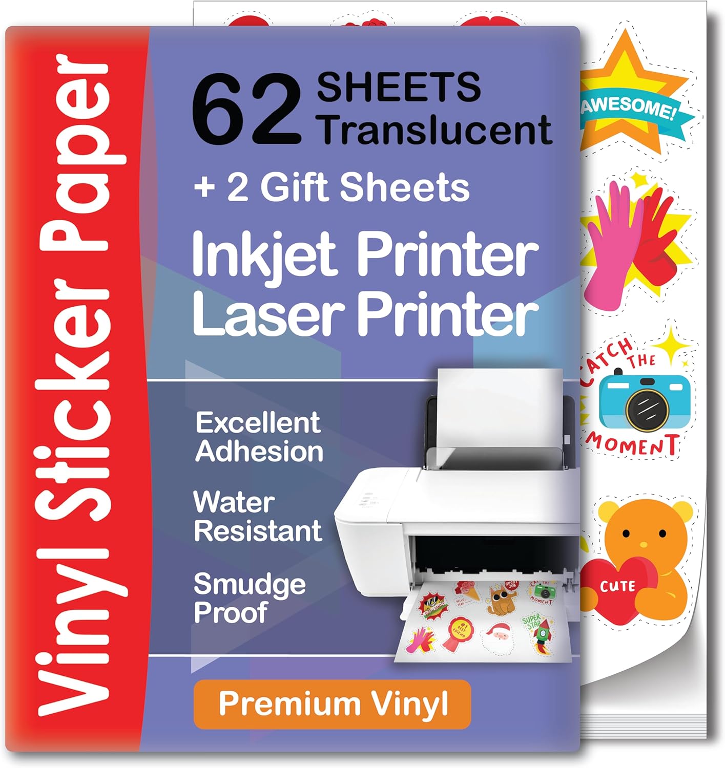 Vivid Inkjet Sticker Paper - Waterproof & Tear Resistant