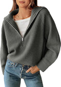 Womens Quarter Zip Pullover V Neck Sweater - Cozy Everyday Fit Jewelry