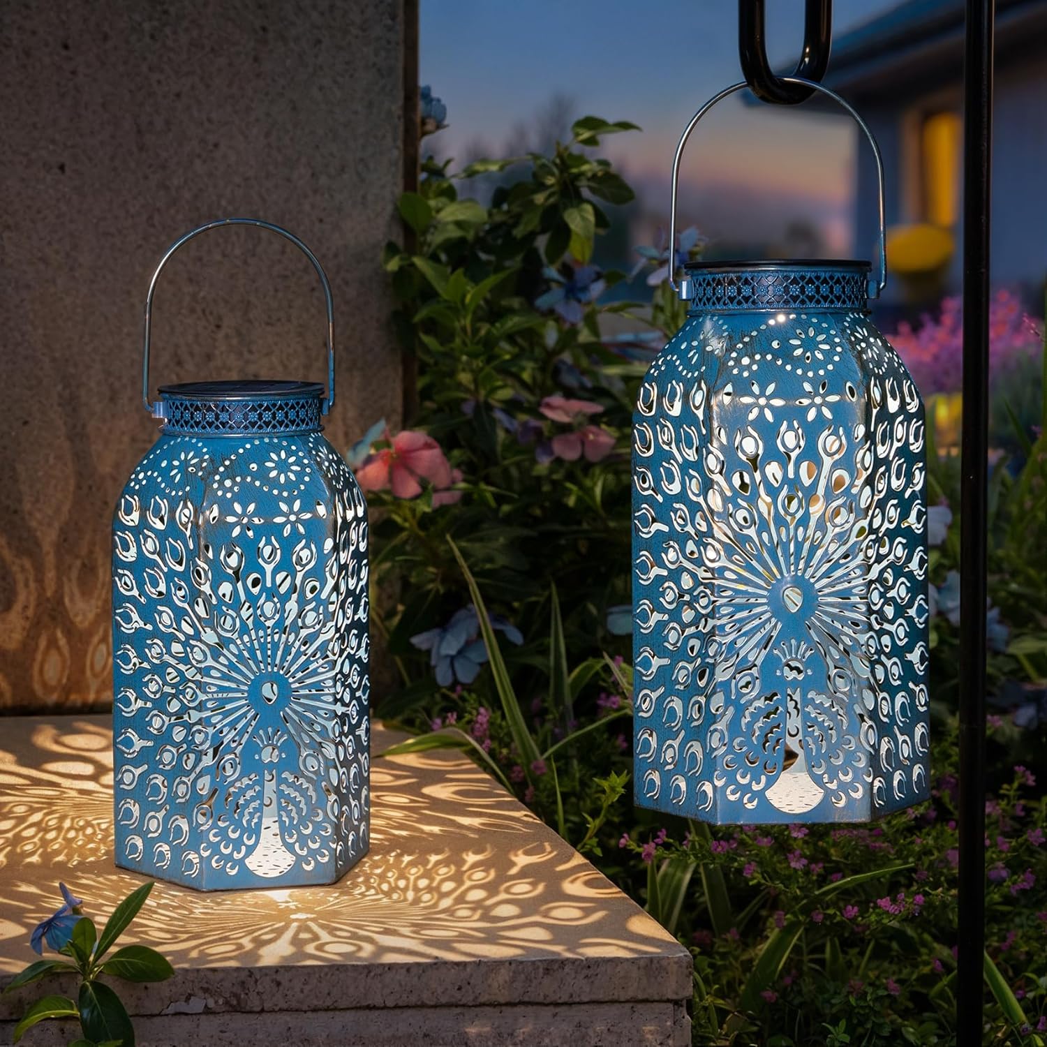 Outdoor Solar Lanterns Waterproof Peacock Garden Gifts for Mom