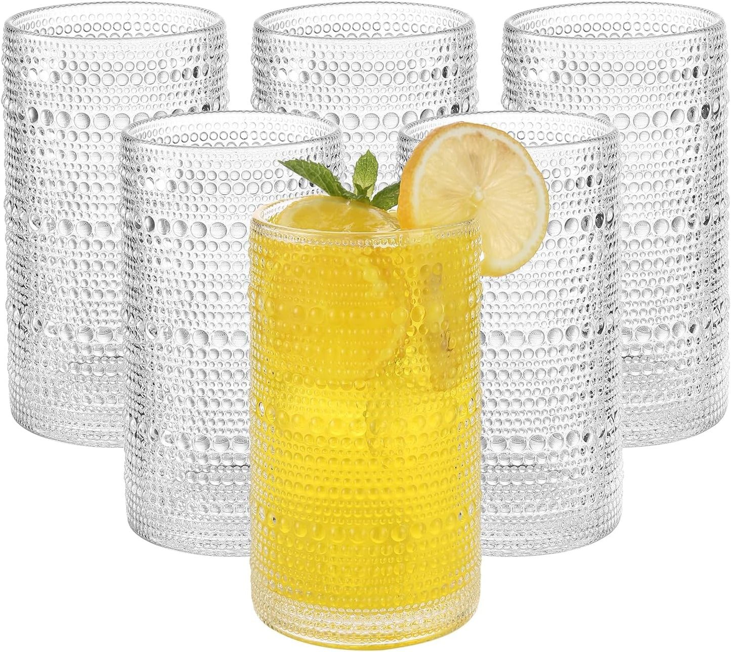Akutaa Vintage Hobnail Drinking Glasses Set of 6 for Any Occasion