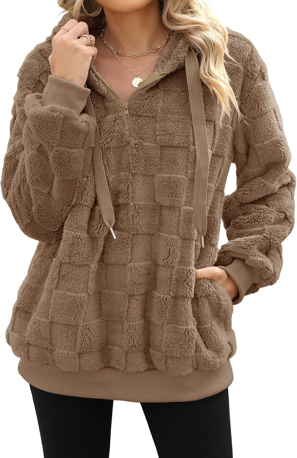 Yanekop Womens Oversized Hoodies Cozy Quarter Zip Pullover