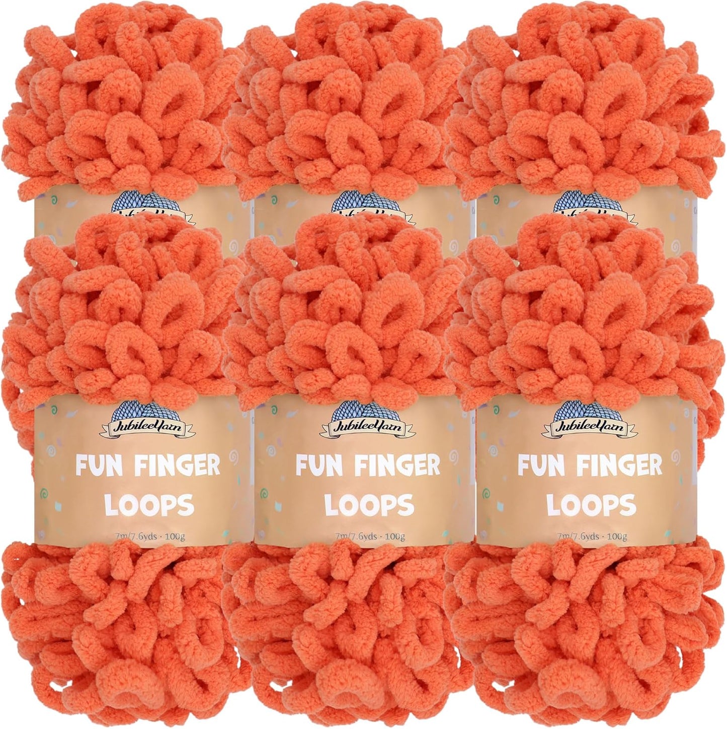 JubileeYarn Fun Finger Loops Yarn - Jumbo Polyester Living Coral