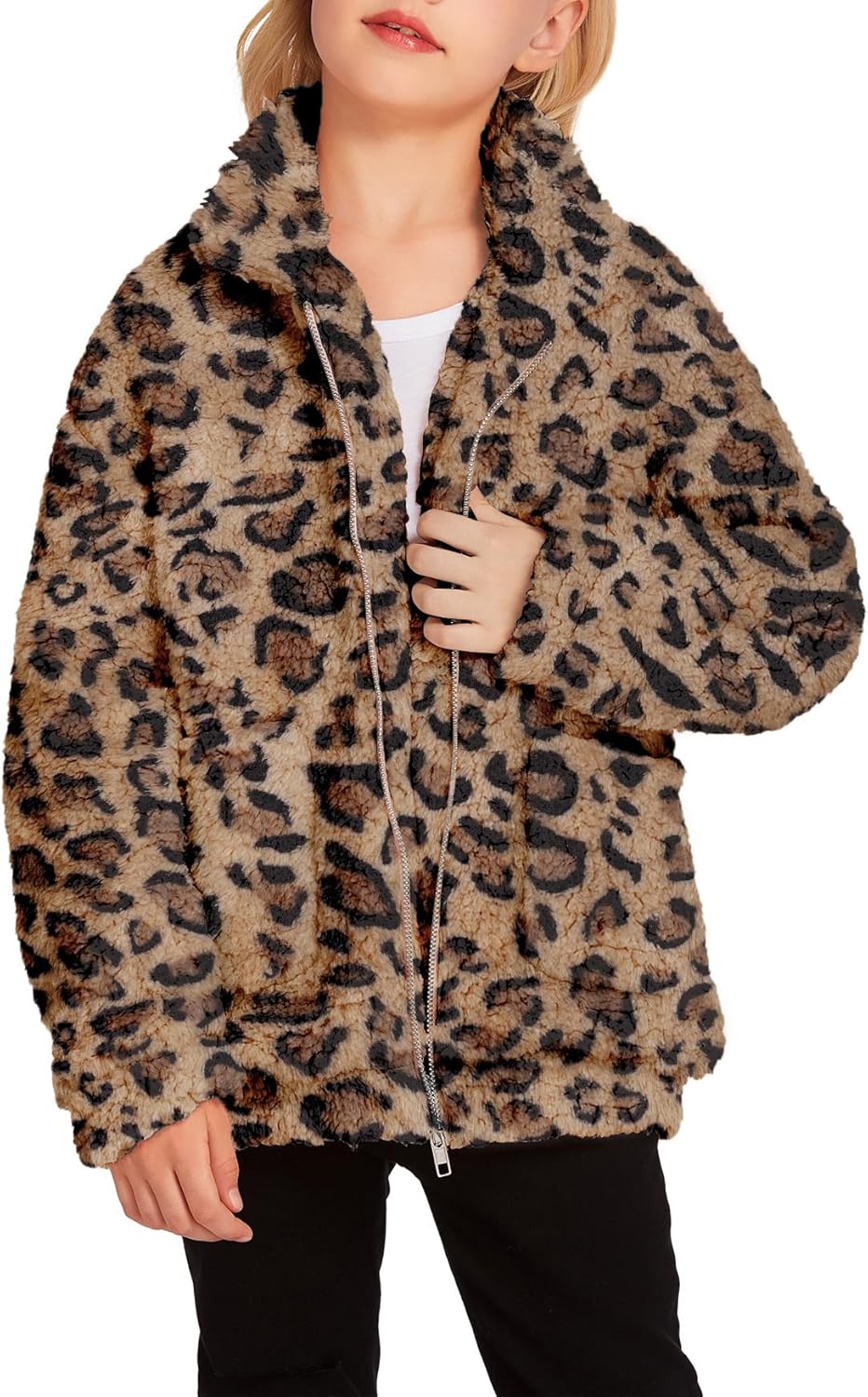 Arshiner Girls Full Zip Fleece Jacket for Cozy Fall Winter Wear