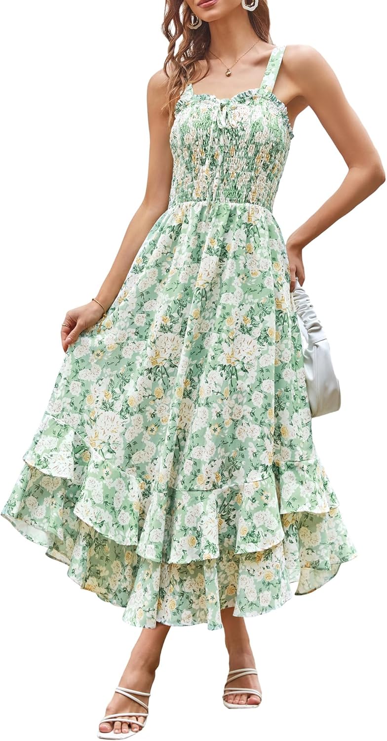 Floral Boho Dress for Women - Summer Maxi Sundress Style