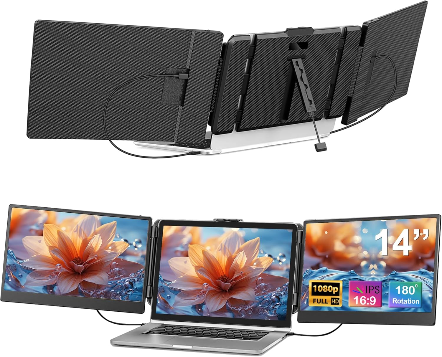 Alecewey 14 Triple Portable Monitor - FHD 1080P