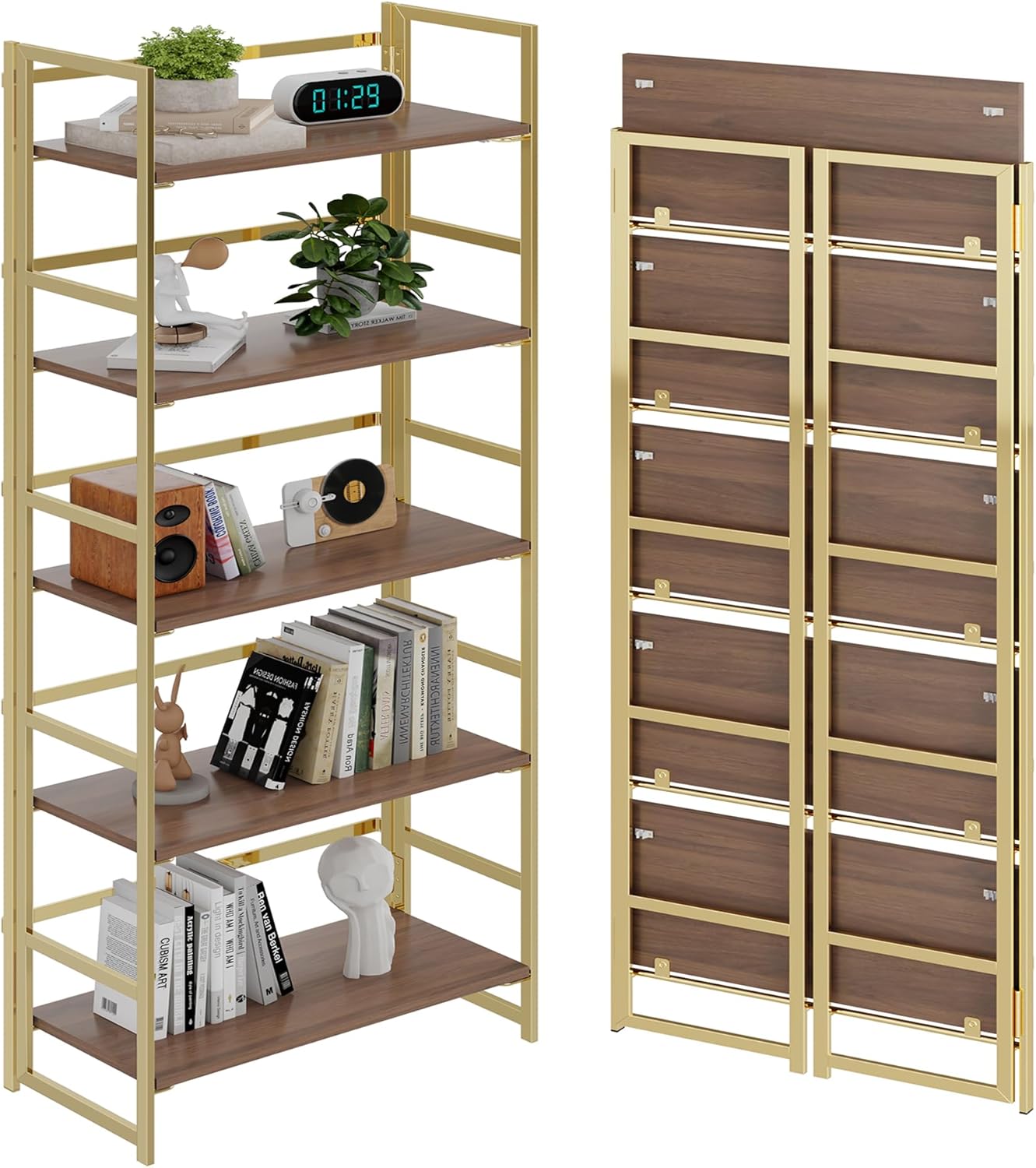 BHG Vintage Multifunctional Folding Bookshelf for Home Office
