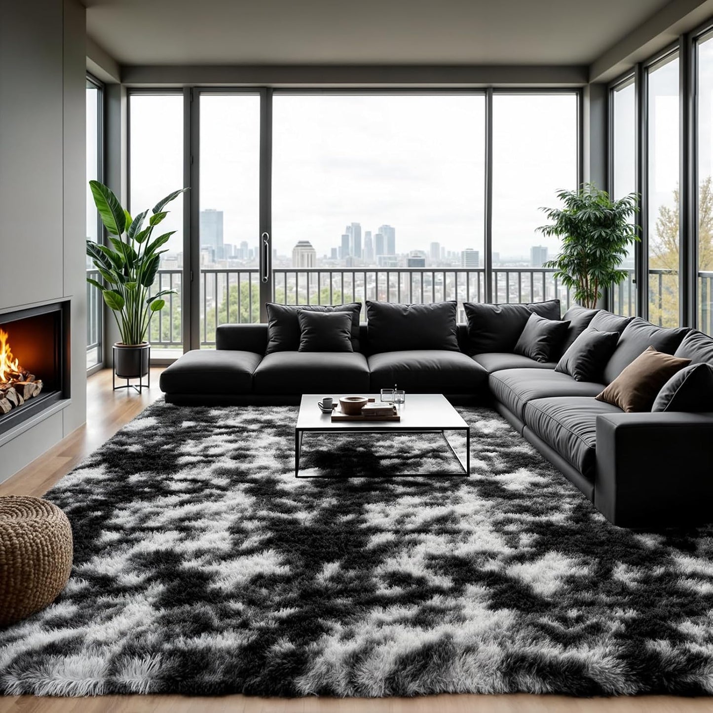 Zentavio Black and White Area Rugs for Living Room 6x9 Soft