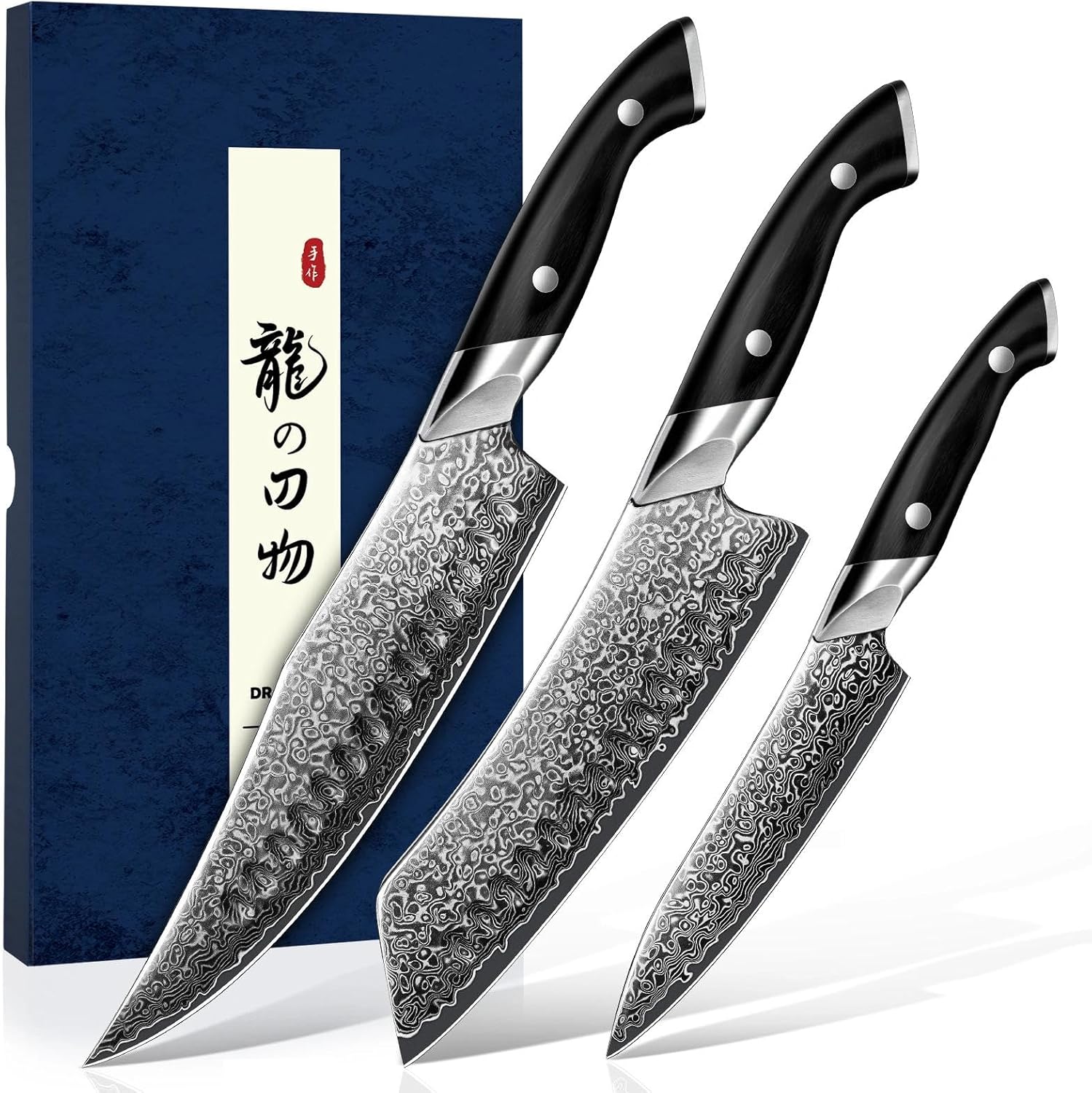 DRAGON RIOT Japanese Chef Knife Set - Premium VG10 Steel Knives